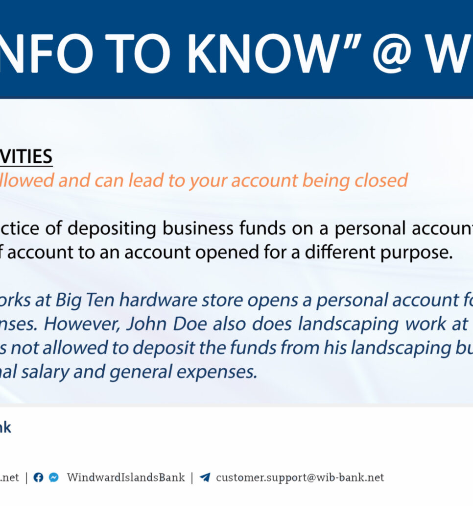 Info to know 2 - Commingling Activities - The Windward Islands Bank