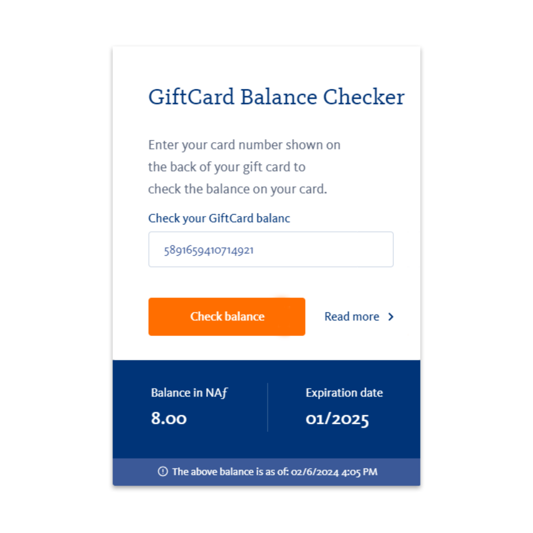 GiftCard instructions Maduro & Curiel’s Bank