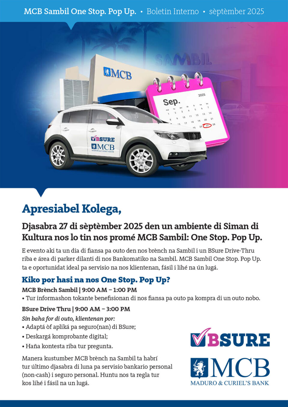 4850 MCB B Sure Pop up Sambil Bulletin